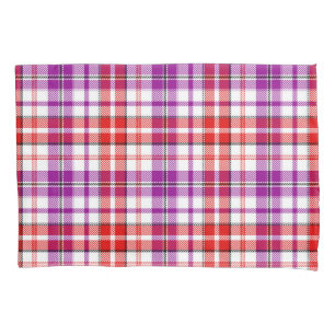 Desenho Xadrez Escocês Branco Vermelho Roxo