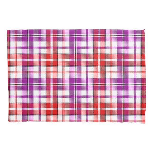 Desenho Xadrez Escocês Branco Vermelho Roxo (Frente)