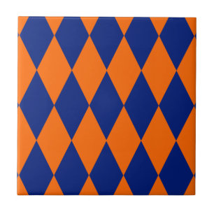 Desenho Xadrez Harlequim Laranja e Azul