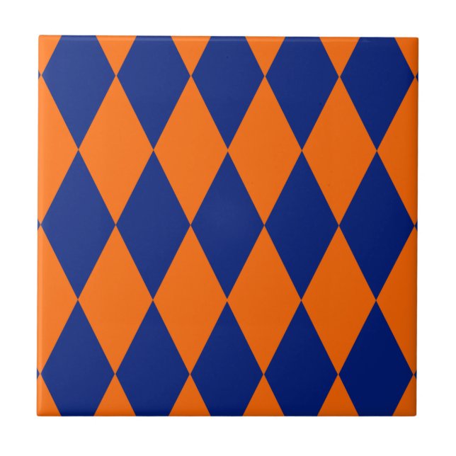Desenho Xadrez Harlequim Laranja e Azul (Frente)