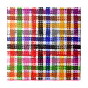 Desenho Xadrez Tártan em Twill Colorido Branco