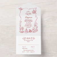 Desenhos à Mão Casamento Moderno Divertido e Excên