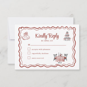Desenhos à Mão Italianas RSVP Casamento