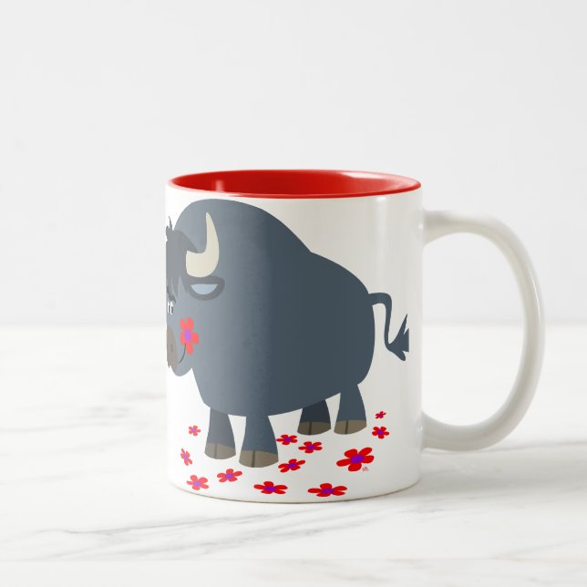 Desenhos animados bonitos Bull e caneca vermelha (Direita)
