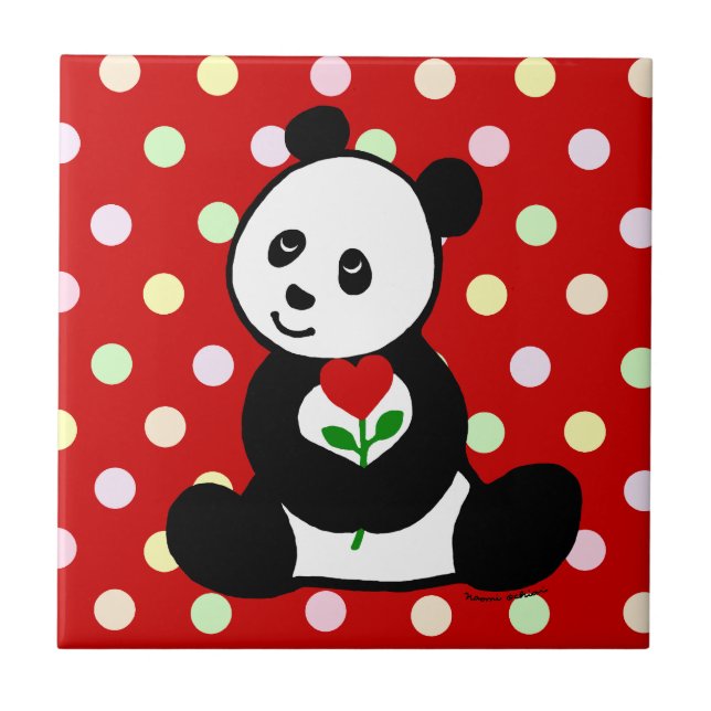Desenhos animados da panda e uma flor do coração (Frente)