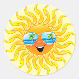Desenhos animados de Sun do verão com etiquetas