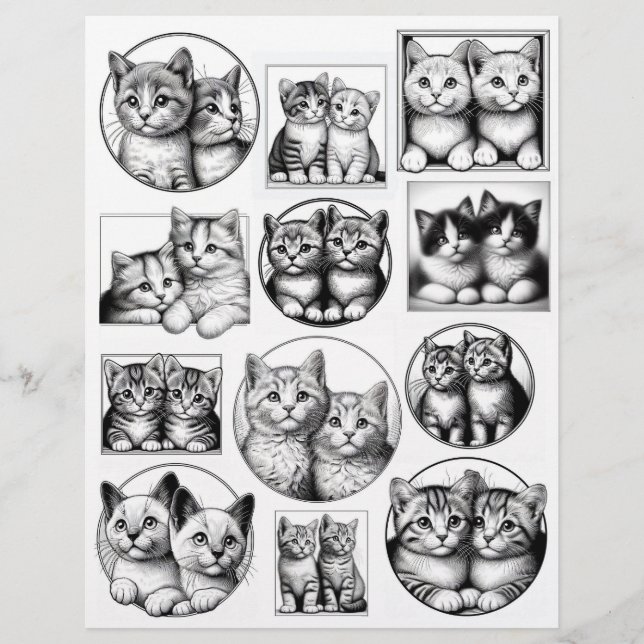 Desenhos de Arte em Linha Preta e Branca de Pares  (Frente)