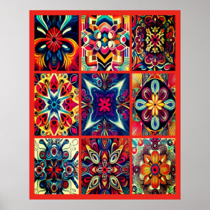 Desenhos Tie-Dye em um grande pôster de parede
