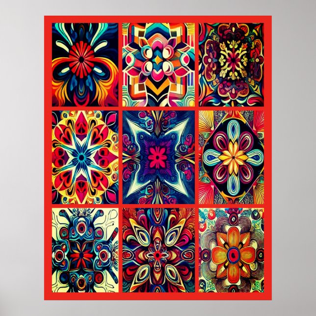 Desenhos Tie-Dye em um grande pôster de parede (Frente)