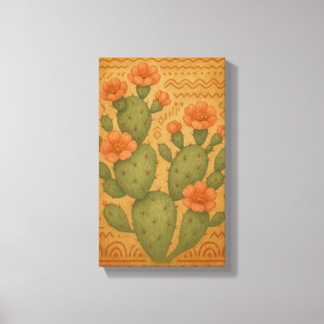 Desert Bloom - Arte de Canvas Cactus Boho (Frente)