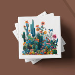 Desert Blooms Lush Mirage<br><div class="desc">Bem-vindos à arte de 'Desert Blooms Lush Mirage', um dos seis designs de azulejo cerâmico cativantes de nossa apreciada coleção. Cada azulejo é um retrato artesanal do ecossistema vibrante do deserto, com um conjunto exuberante de cactos, flores e fauna rendidos num caleidoscópio de cores ricas e tácteis. O azulejo 'Lush...</div>