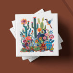 Desert Blooms Sinfonia Floral<br><div class="desc">Bem-vindos à arte de 'Desert Blooms: Floral Symphony', um dos seis designs de azulejo cerâmico cativantes de nossa apreciada coleção. Cada azulejo é um retrato artesanal do ecossistema vibrante do deserto, com um conjunto exuberante de cactos, flores e fauna rendidos num caleidoscópio de cores ricas e tácteis. O azulejo "Sinfonia...</div>