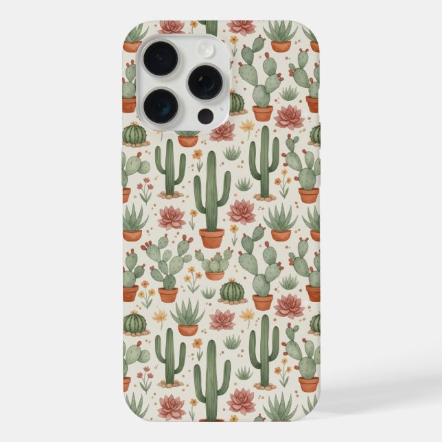Desert Cacti Succulent Seamless Pattern (Verso)