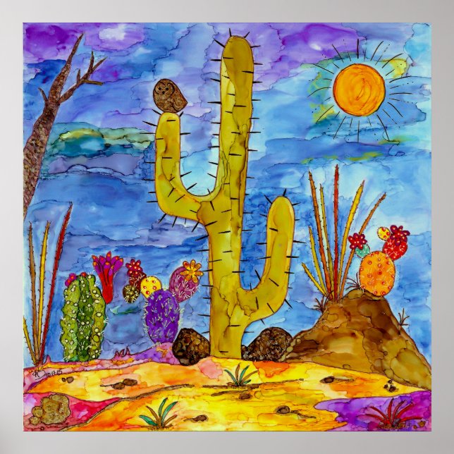 Desert Cactus Morning Poster de 24"x24" (Frente)