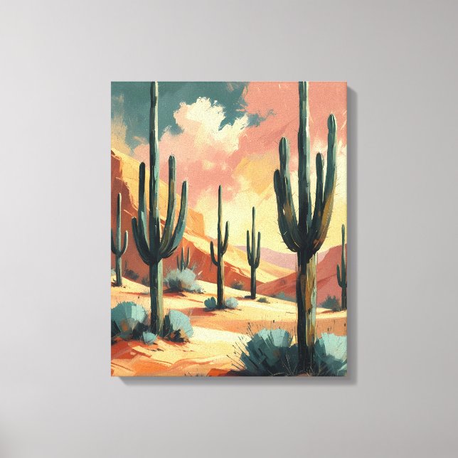Desert Cactus Under Sunlight – Abstract Canvas Art (Frente)