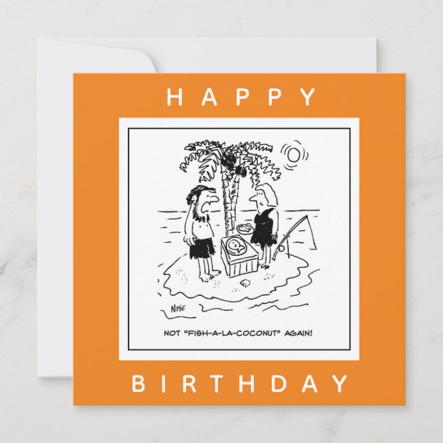 Desert Island Fish & Coconut Menu Cartoon (Frente)