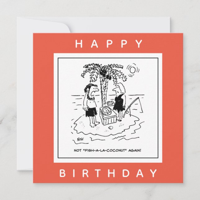 Desert Island Fish & Coconut Menu Cartoon (Frente)