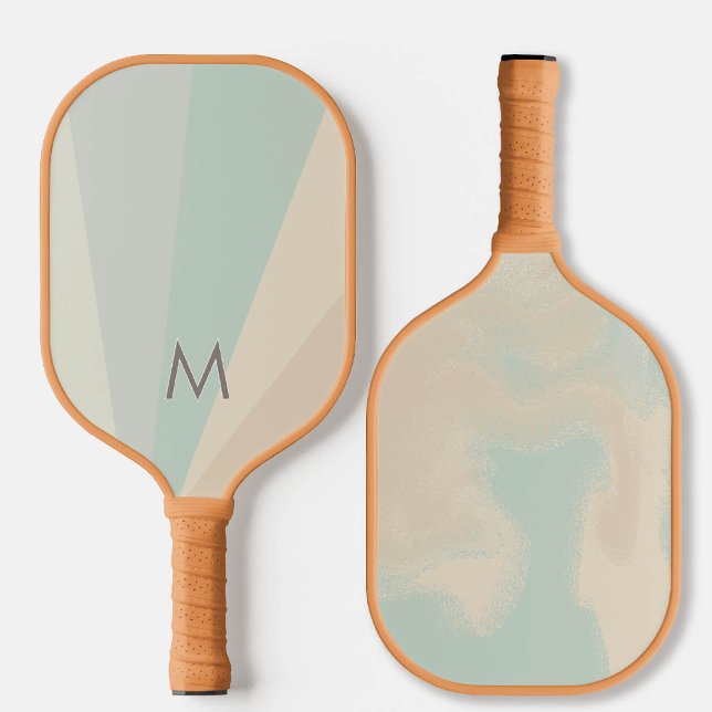 Desert Morning Sand Monograma Moderno Personalizad (personalized pickleball paddle monogram brown tan sage green teal custom sports gift for her)