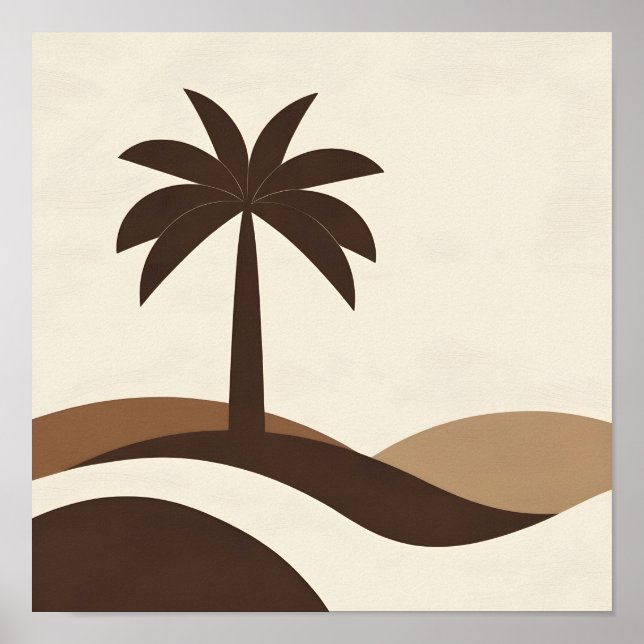Desert Oasis Palm Tree Impressão de Arte Minimalis (Frente)