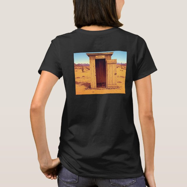 Desert Outhouse mulheres pretas camiseta preta (Verso)