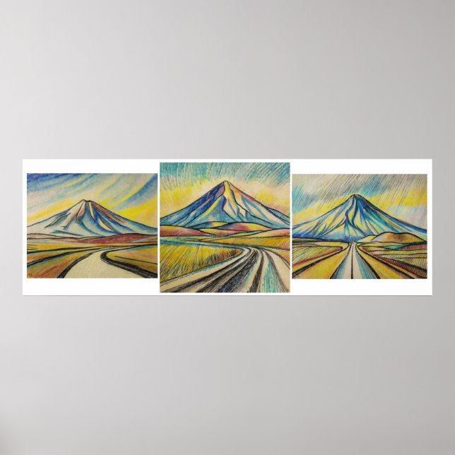 Desert Road Triptych - Archival Art Impressão (Frente)