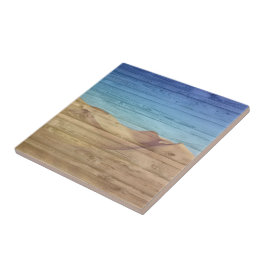 Desert Sand Dunes Beautiful Blue Sky On Wood Grain