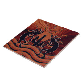 Desert Sun Cactus Southwest Kokopelli Azulejo cerâ