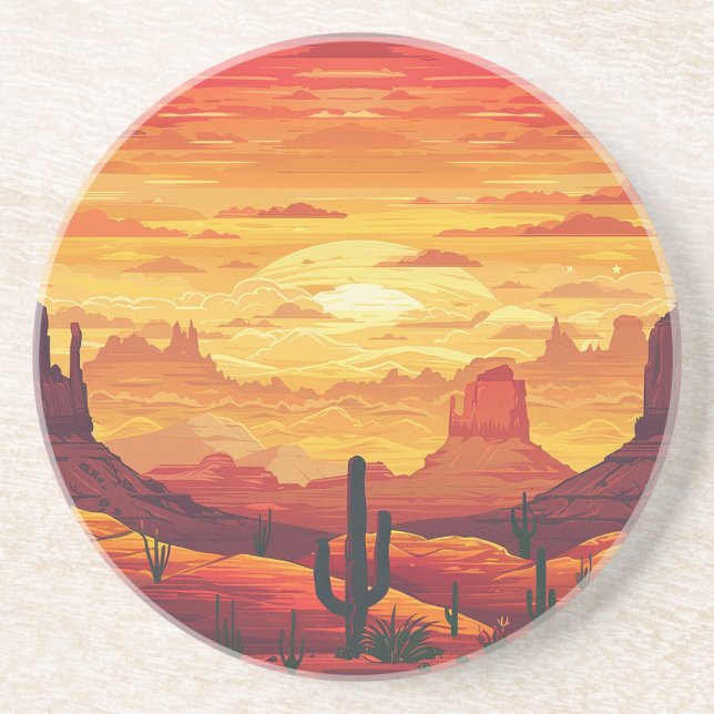 Desert Sunset Sandstone Porta copos (Frente)