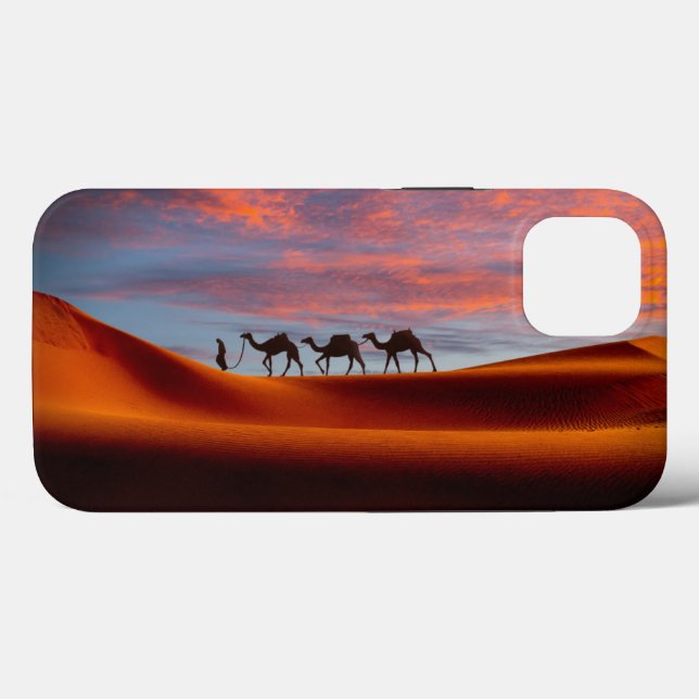 Deserts | Man & Camels in the Sand Dunes (Verso (horizontal))