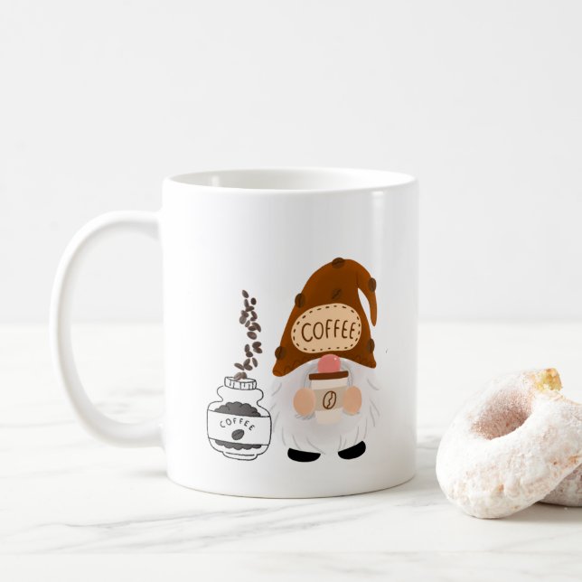 Desfrute de uma xícara de café com um gnomo em uma (Com Donut)