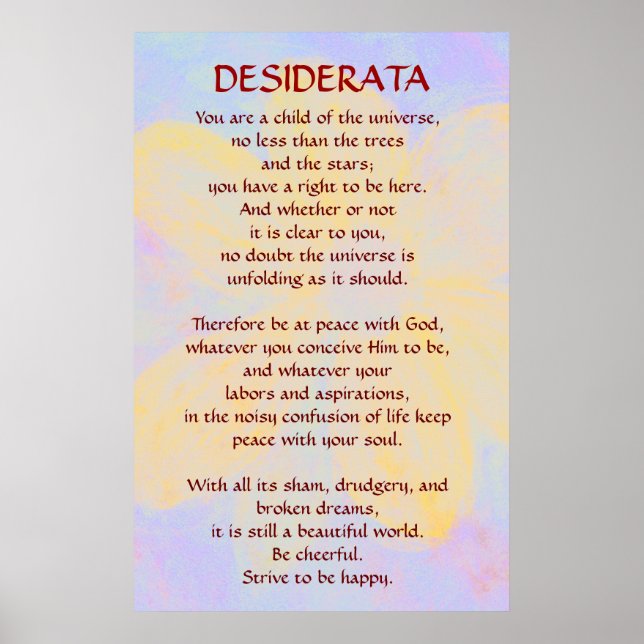 DESIDERATA Alterando o poster de margarida (Frente)