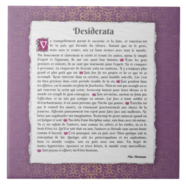 Desiderata - Escolhas désirées - poème (Frente)