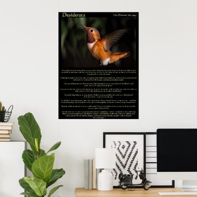 Desiderata Hummingbird Poster 2 (Escritório em casa)