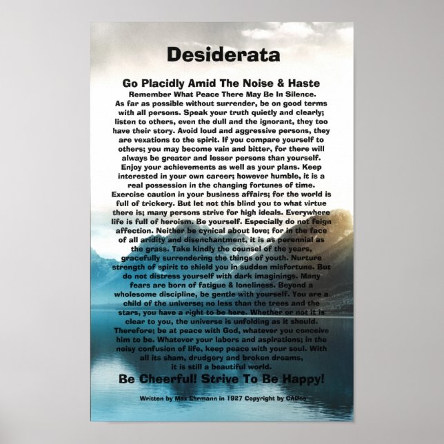Desiderata Na Poster De Lakefront (Frente)