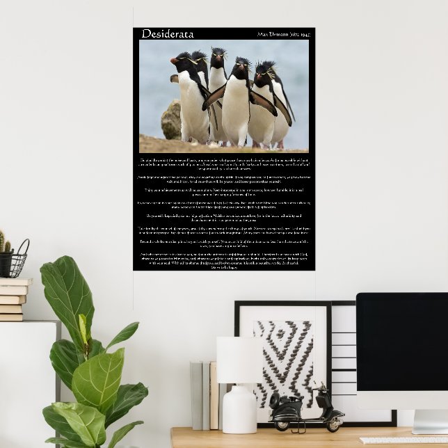 Desiderata Penguins Posters Andando (Escritório em casa)
