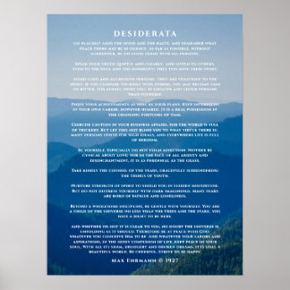 Desiderata Poem Poster Misty Mountain