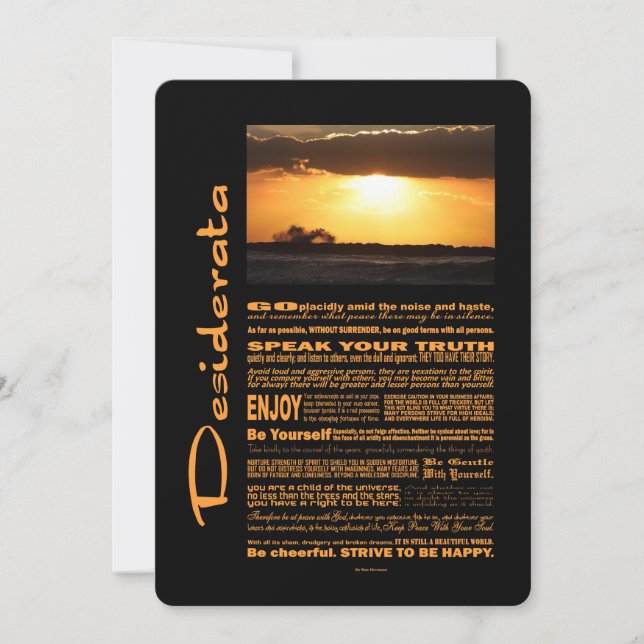 Desiderata Poem Waves No Sunset (Frente)