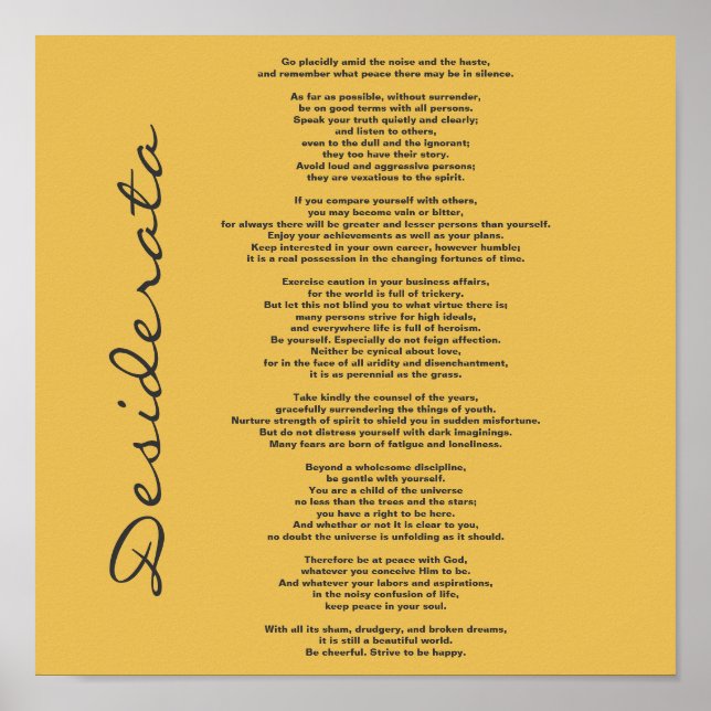 Desiderata Poster - Alterar Cor de Fundo (Frente)