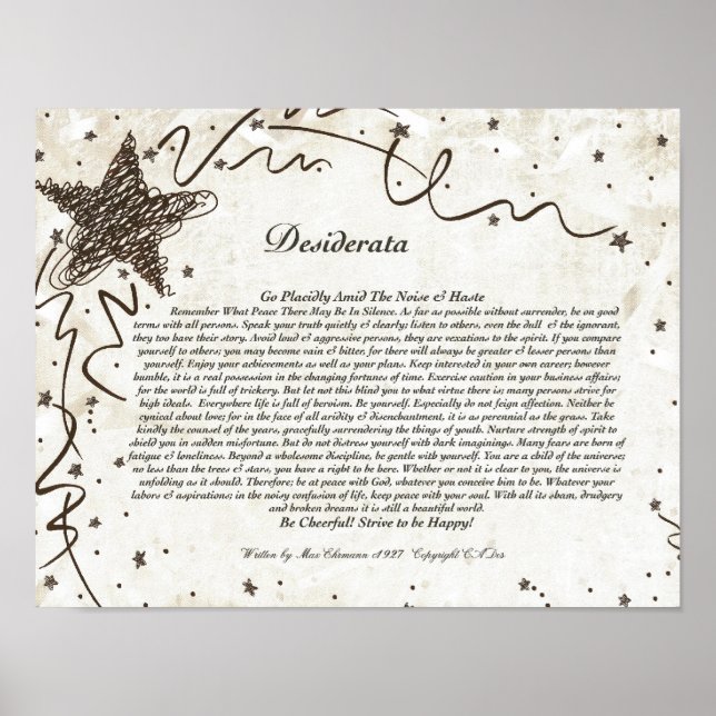DESIDERATA Poster by Max Ehrmann-Shining Star (Frente)