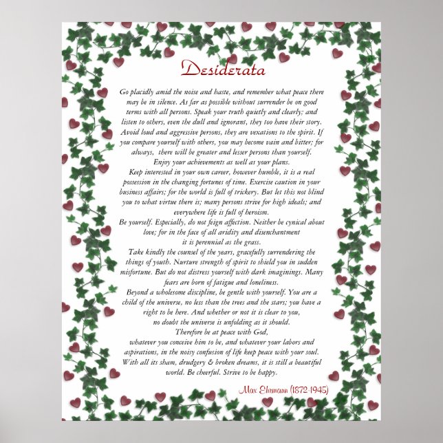 Desiderata Poster Ivy Hearts (Frente)