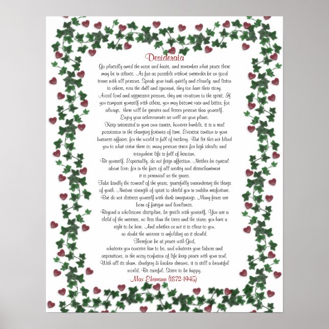 Desiderata Poster Ivy Hearts (Frente)