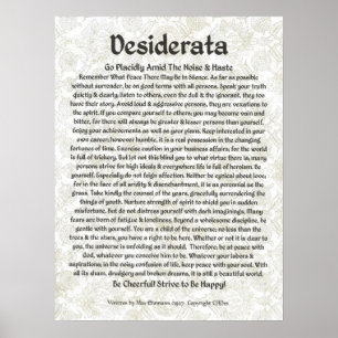 DESIDERATA Poster Max Ehrmann-Caligrafia medieval