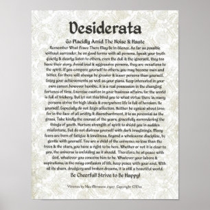 DESIDERATA Poster Max Ehrmann-Caligrafia medieval