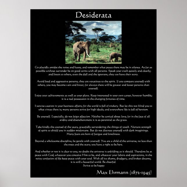 Desiderata rebanho de elefantes em Posters de áfri (Frente)