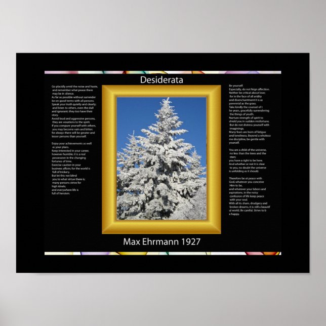 DESIDERATA Tree In White Snow Posters (Frente)