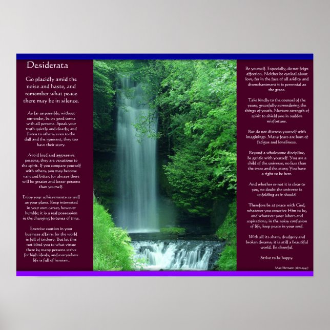 DESIDERATA Waterfalls Posters (Frente)