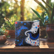 Design Abstrato Belo de Cabeça Azul e Branco