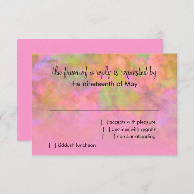 Design abstrato de RSVP em rosa (Frente/Verso)