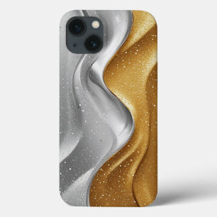 Design Abstrato Elegante com Ouro e Prata
