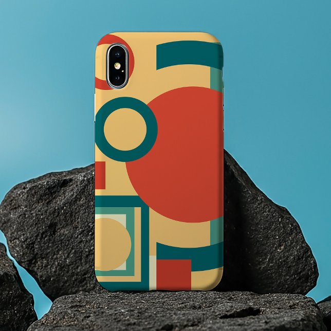Design Abstrato em Estilo Retro Geométrico Risogra (Retro Geometric Risograph Style Abstract Design. iPhone Case)
